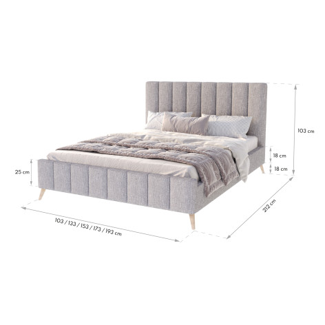 Lit coffre Fresca 140x200 tissu bouclette sommier inclus