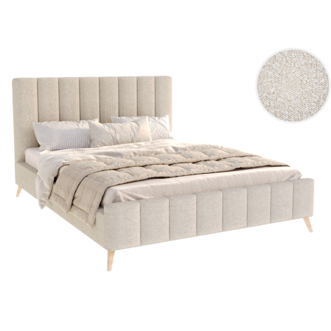 Lit coffre Fresca 140x200 tissu bouclette sommier inclus